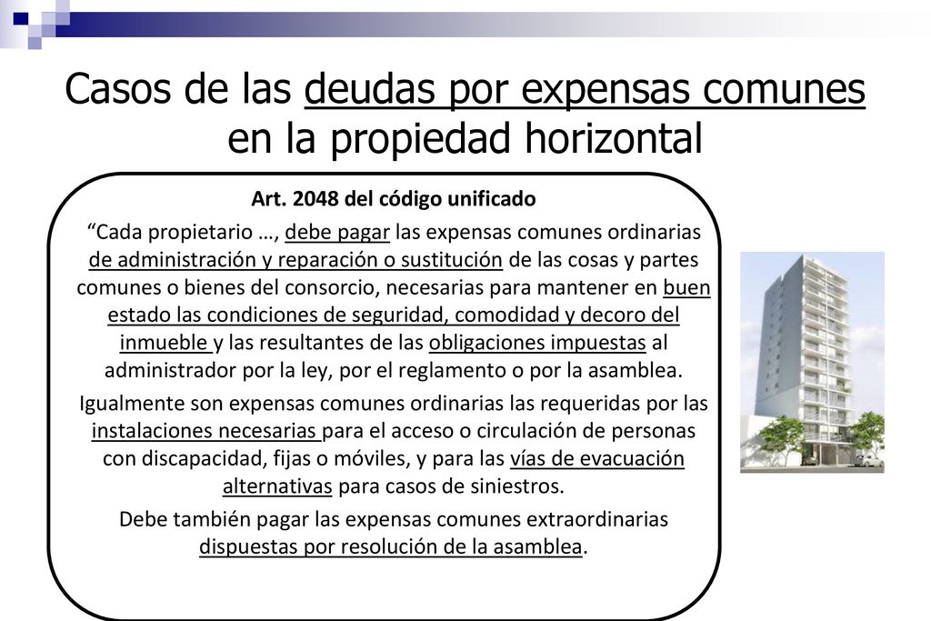 Casos de las deudas por expensas comunes en la propiedad horizontal