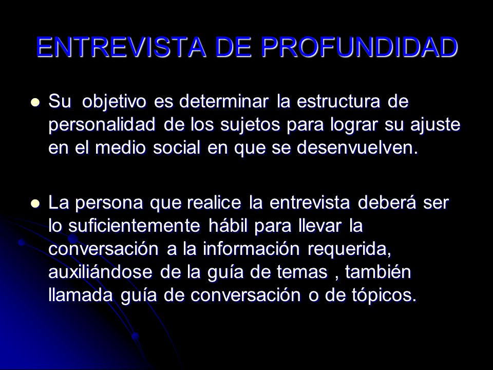 ENTREVISTA DE PROFUNDIDAD