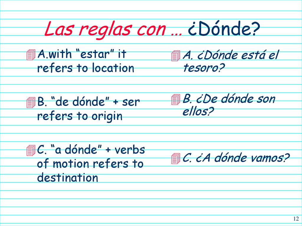 Las reglas con … ¿Dónde A.with estar it refers to location