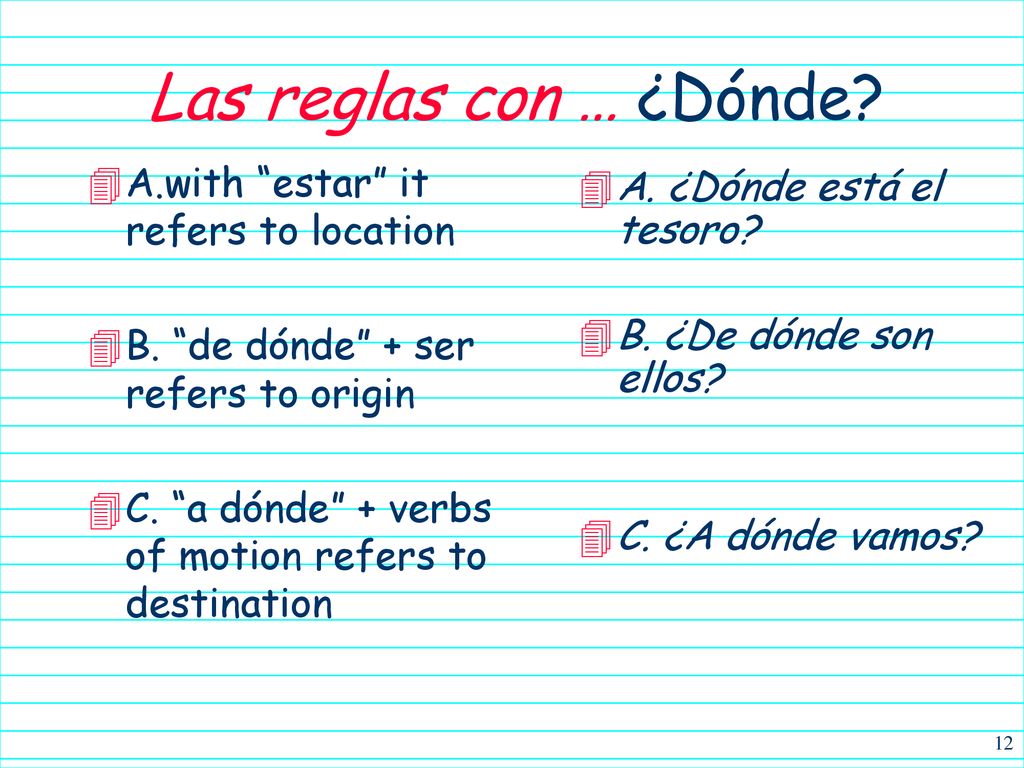 Las reglas con … ¿Dónde A.with estar it refers to location