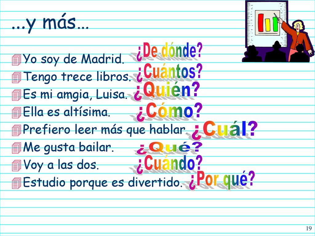 …y más… ¿De dónde ¿Cuántos ¿Quién ¿Cómo ¿Cuál ¿Qué ¿Cuándo