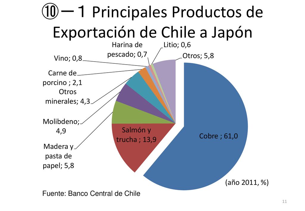 ⑩－１ Principales Productos de Exportación de Chile a Japón