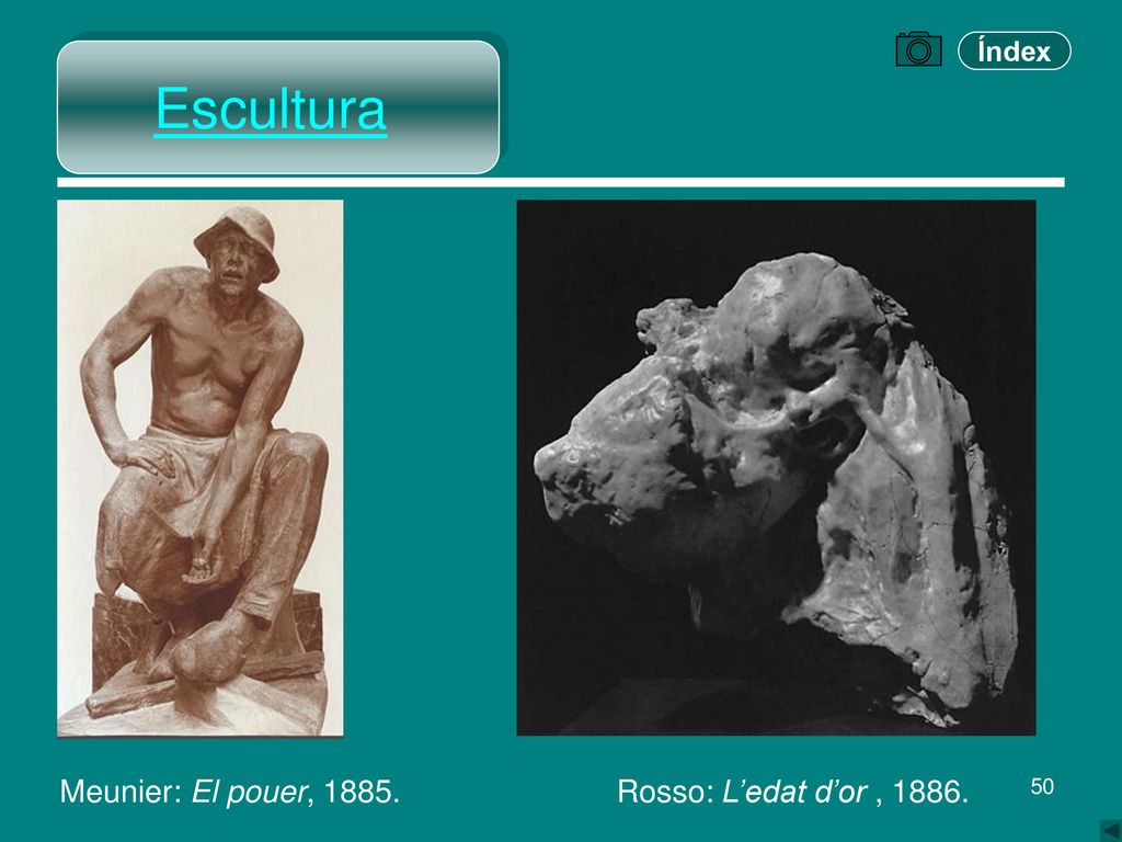 Escultura Meunier: El pouer, Rosso: L’edat d’or , 1886.