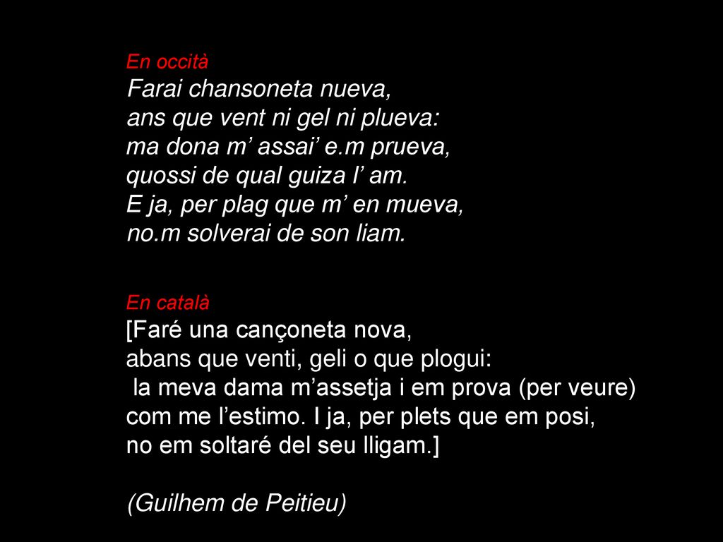 Farai chansoneta nueva, ans que vent ni gel ni plueva: