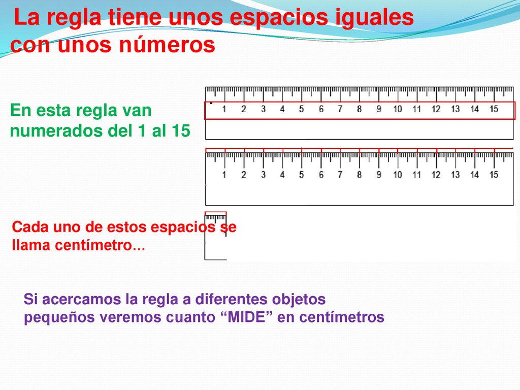 con unos números En esta regla van numerados del 1 al 15