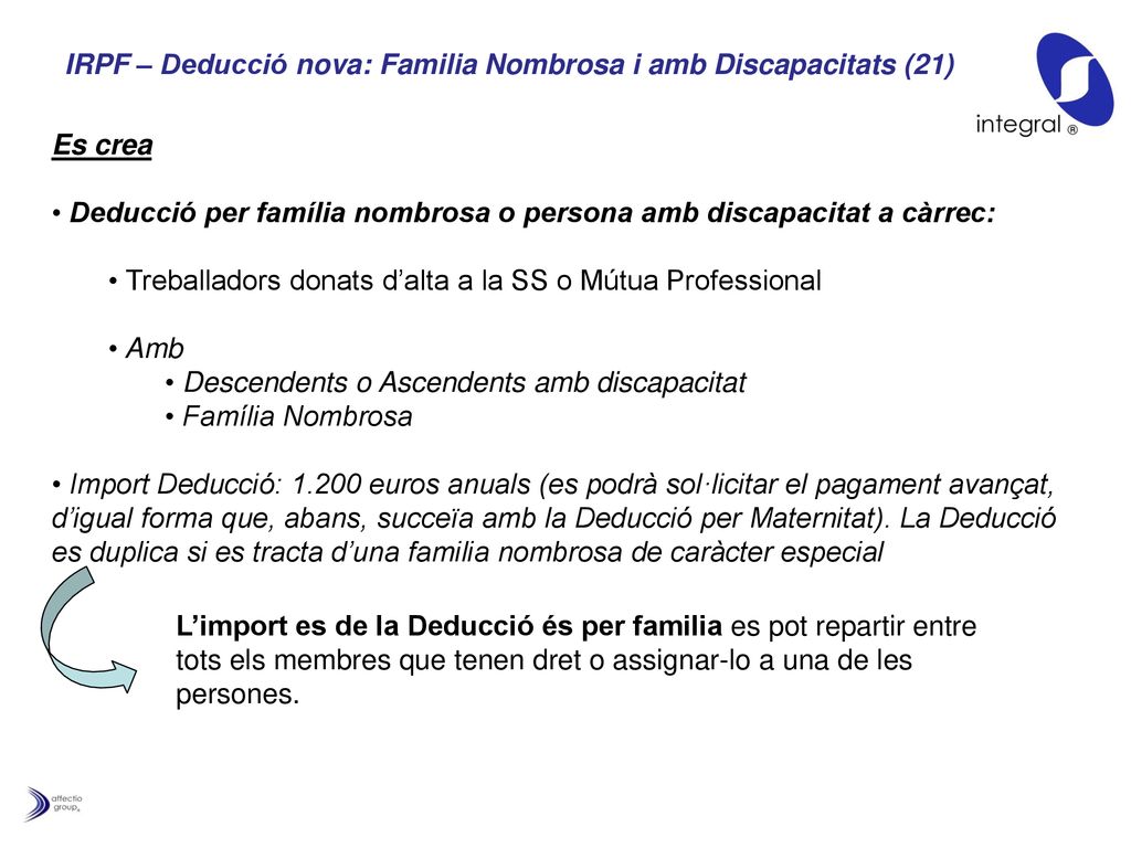 IRPF – Deducció nova: Familia Nombrosa i amb Discapacitats (21)