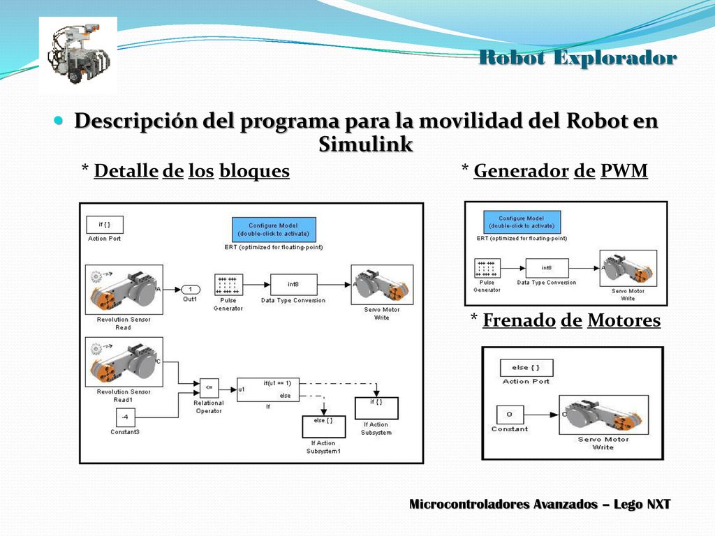 Descripción del programa para la movilidad del Robot en Simulink