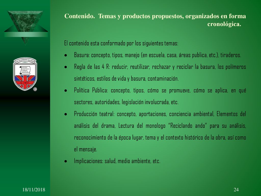 El contenido esta conformado por los siguientes temas:
