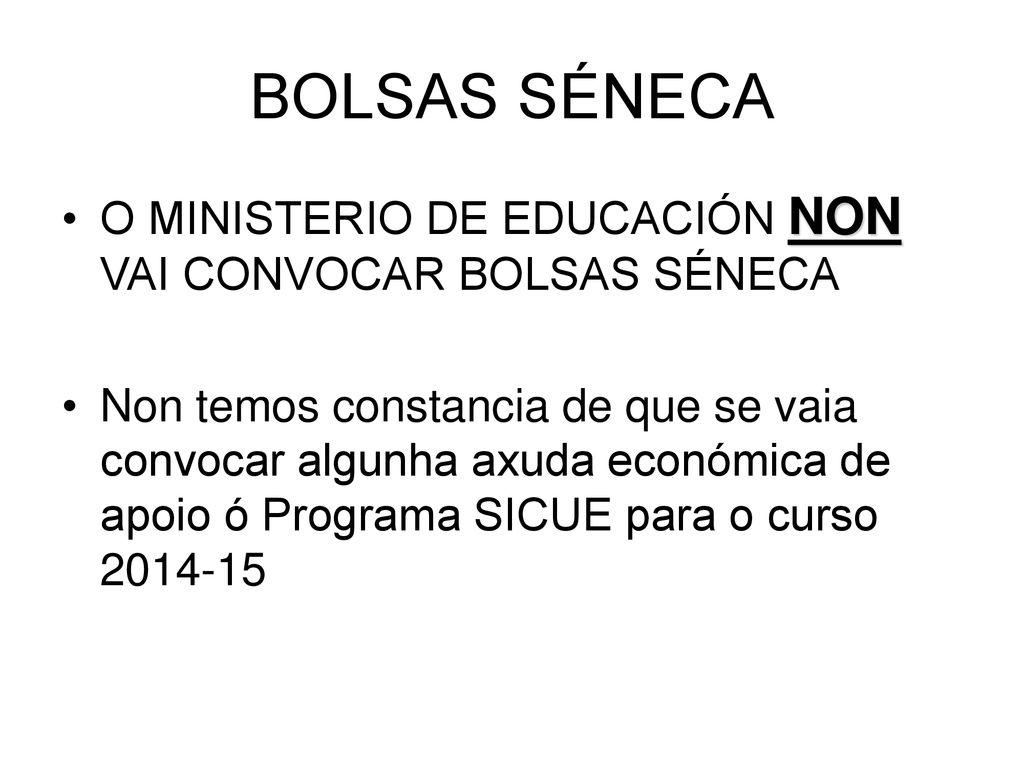 BOLSAS SÉNECA O MINISTERIO DE EDUCACIÓN NON VAI CONVOCAR BOLSAS SÉNECA