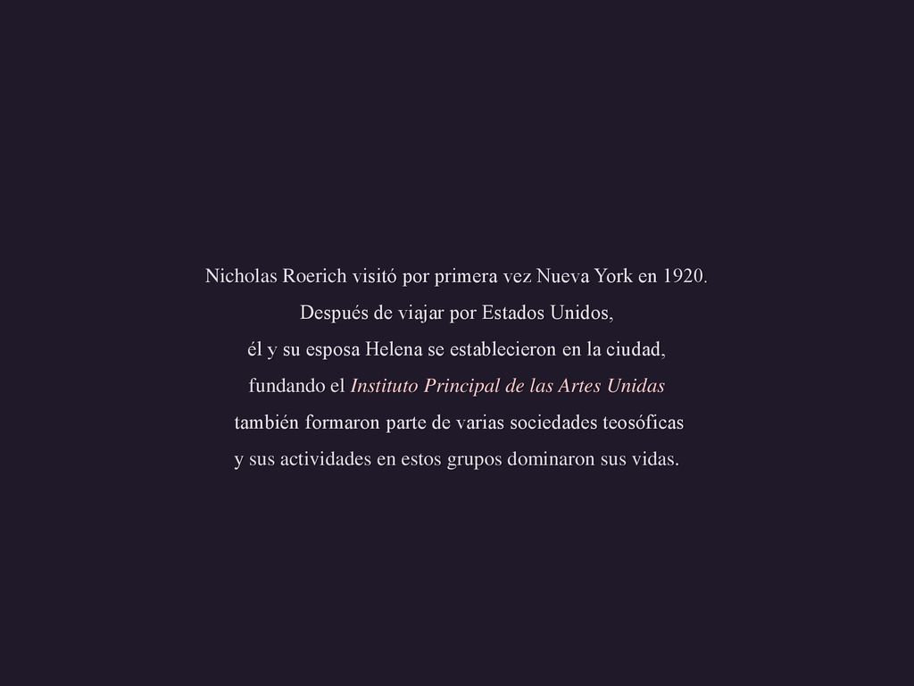 Nicholas Roerich visitó por primera vez Nueva York en