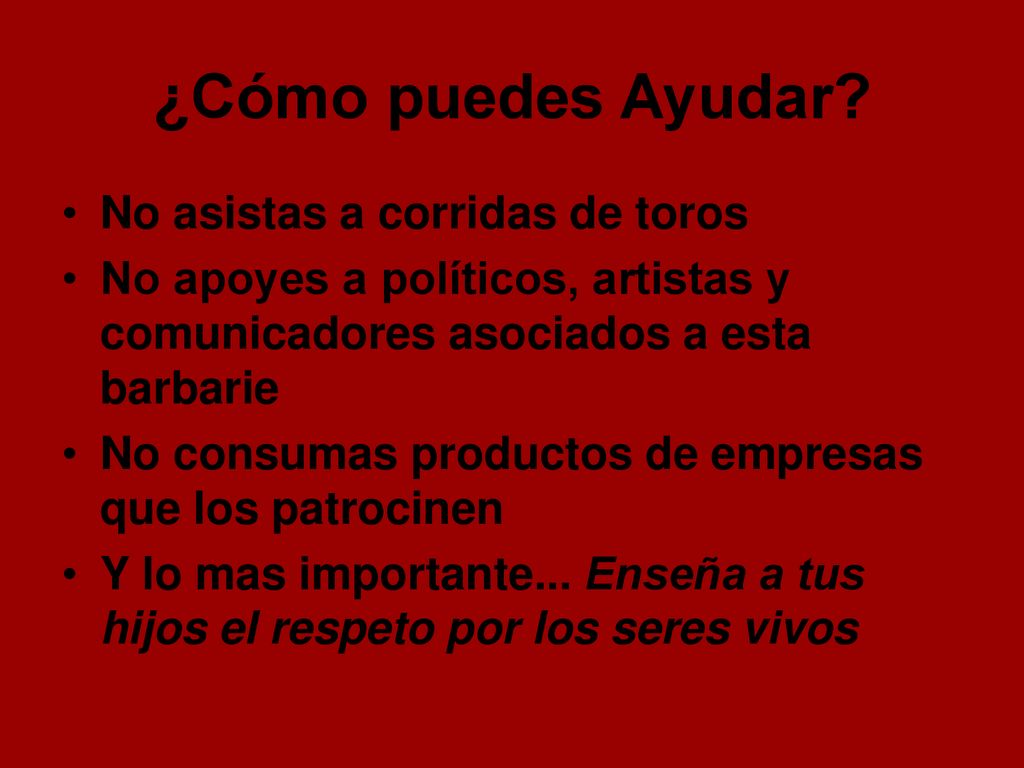 ¿Cómo puedes Ayudar No asistas a corridas de toros