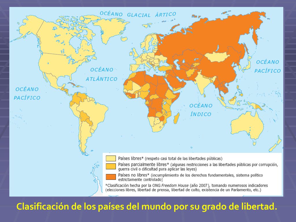 Clasificación de los países del mundo por su grado de libertad.