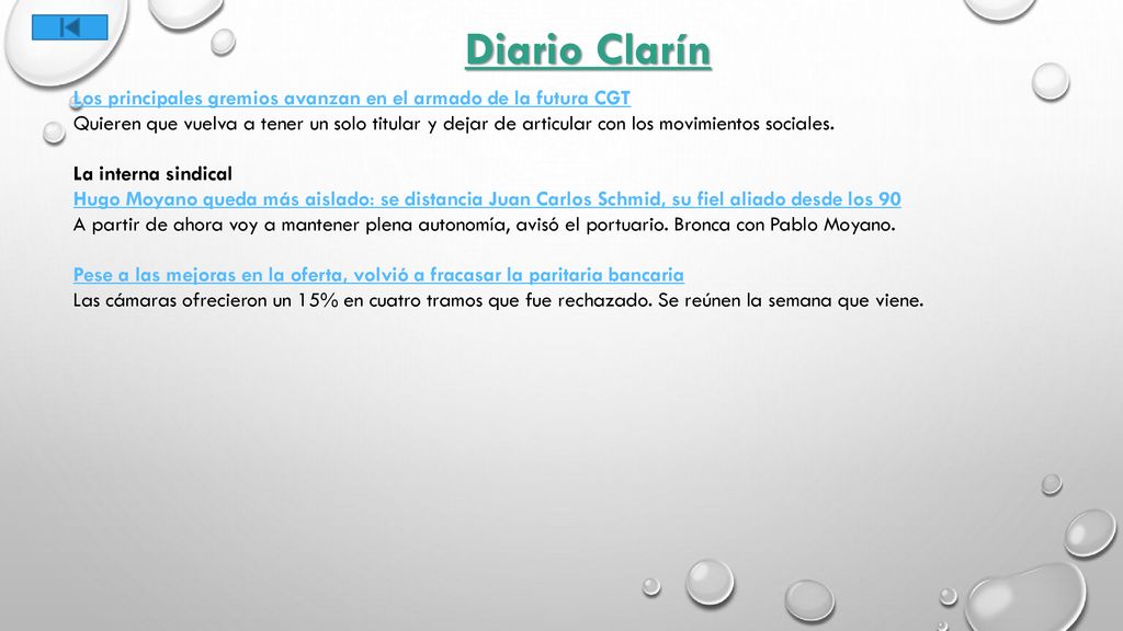 Diario Clarín Los principales gremios avanzan en el armado de la futura CGT.