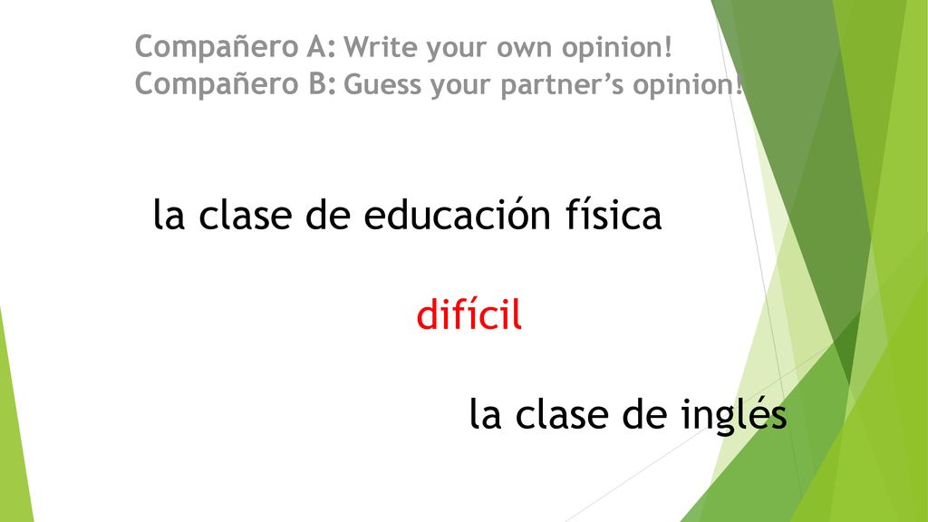 la clase de educación física difícil la clase de inglés