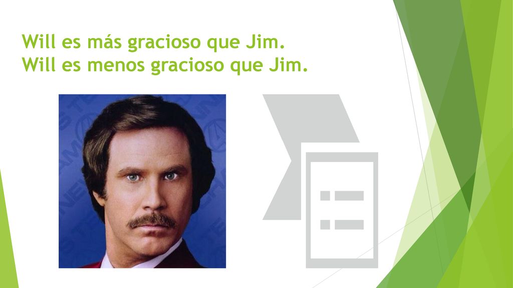 Will es más gracioso que Jim. Will es menos gracioso que Jim.