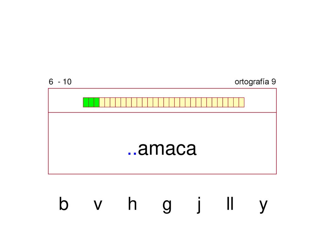 ortografía 9 ..amaca b v h g j ll y
