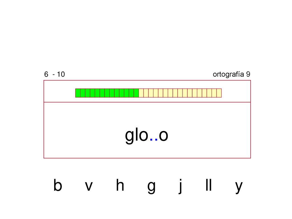 ortografía 9 glo..o b v h g j ll y