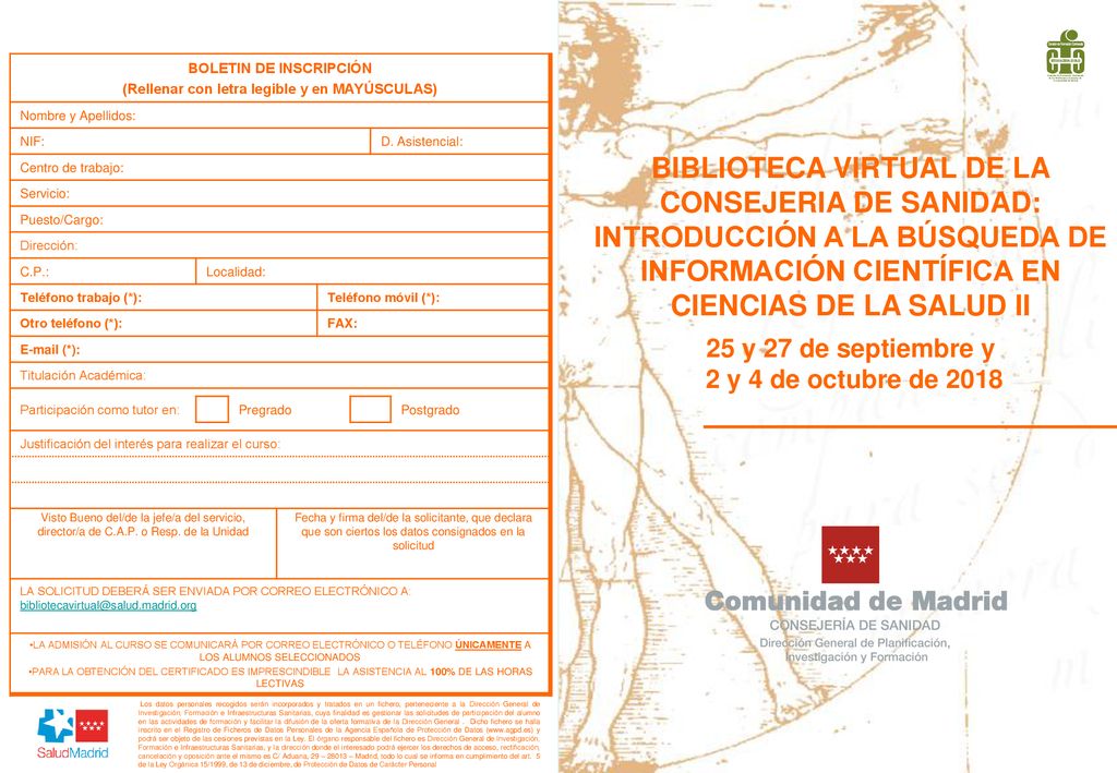 BOLETIN DE INSCRIPCIÓN (Rellenar con letra legible y en MAYÚSCULAS)