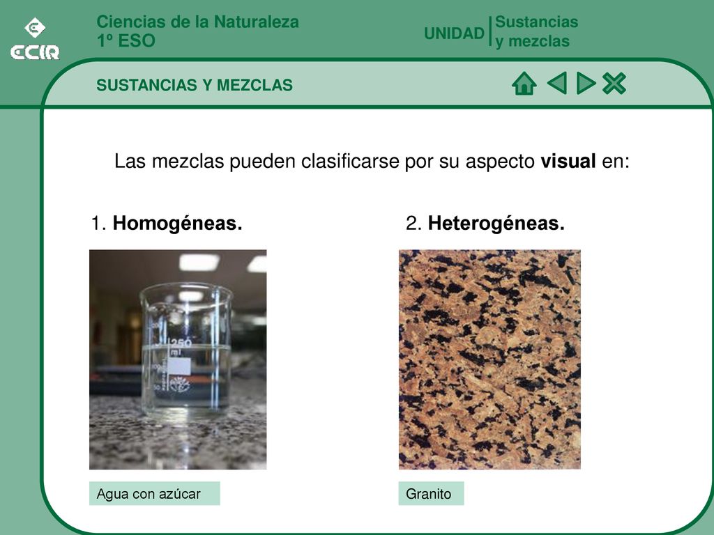Las mezclas pueden clasificarse por su aspecto visual en: