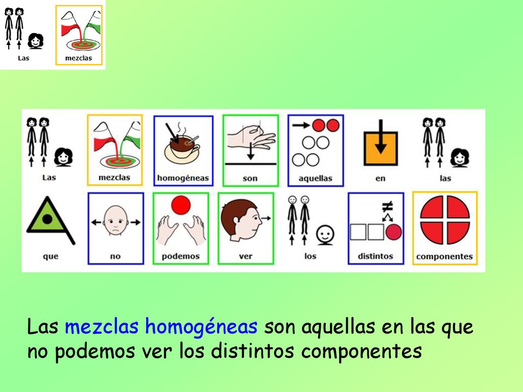 Las mezclas homogéneas son aquellas en las que no podemos ver los distintos componentes