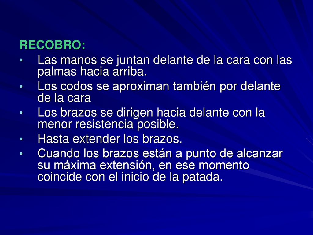 RECOBRO: Las manos se juntan delante de la cara con las palmas hacia arriba. Los codos se aproximan también por delante de la cara.