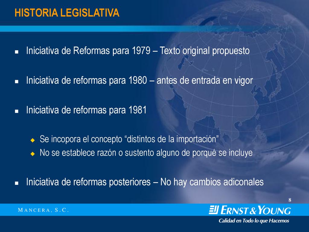 HISTORIA LEGISLATIVA Iniciativa de Reformas para 1979 – Texto original propuesto. Iniciativa de reformas para 1980 – antes de entrada en vigor.