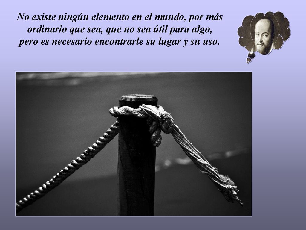 No existe ningún elemento en el mundo, por más ordinario que sea, que no sea útil para algo, pero es necesario encontrarle su lugar y su uso.