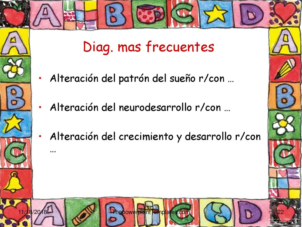 Diag. mas frecuentes Alteración del patrón del sueño r/con …