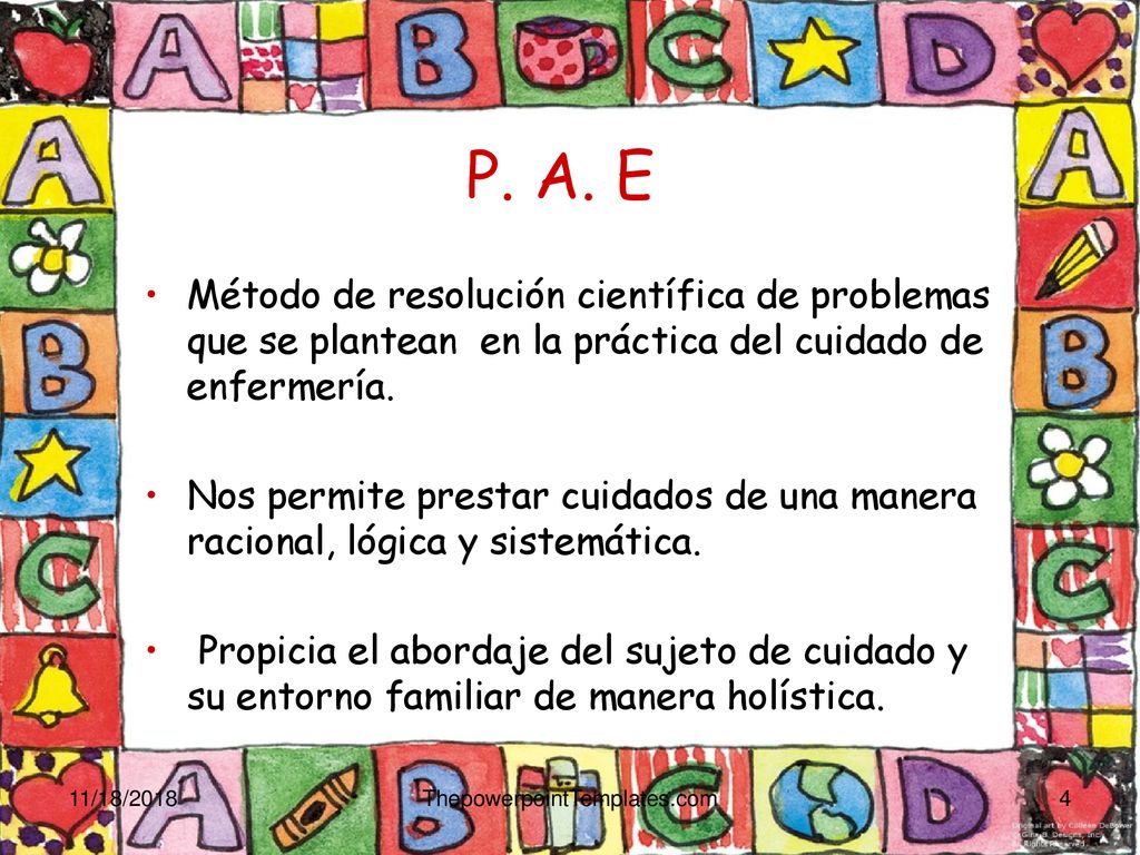 P. A. E Método de resolución científica de problemas que se plantean en la práctica del cuidado de enfermería.
