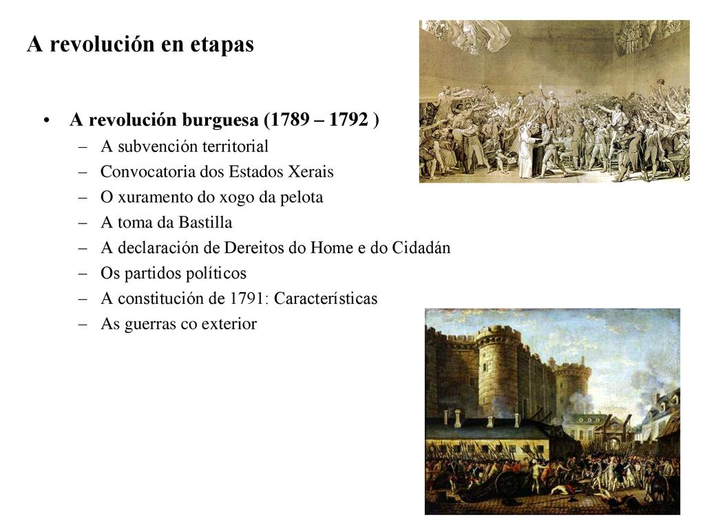 A revolución en etapas A revolución burguesa (1789 – 1792 )