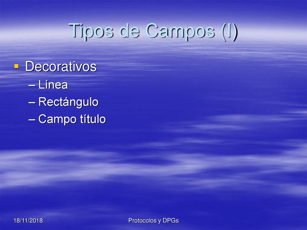 Tipos de Campos (I) Decorativos Línea Rectángulo Campo título