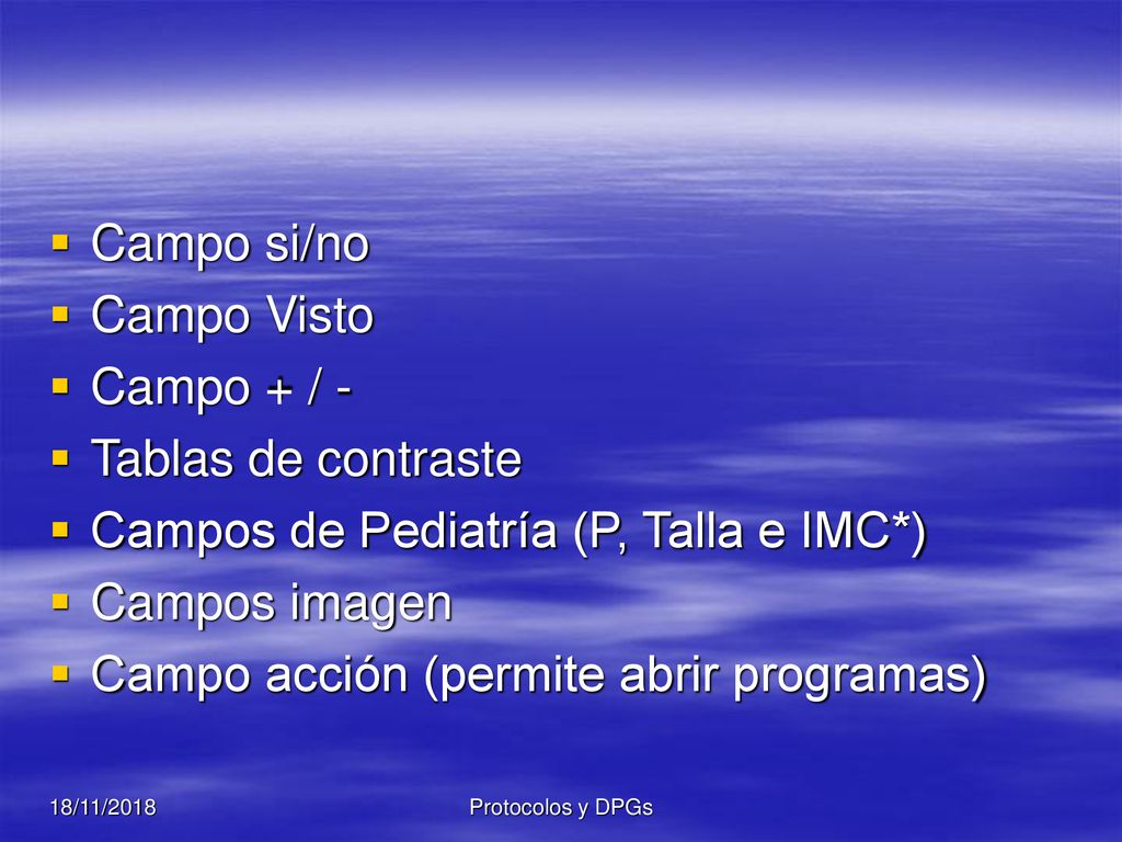 Campos de Pediatría (P, Talla e IMC*) Campos imagen