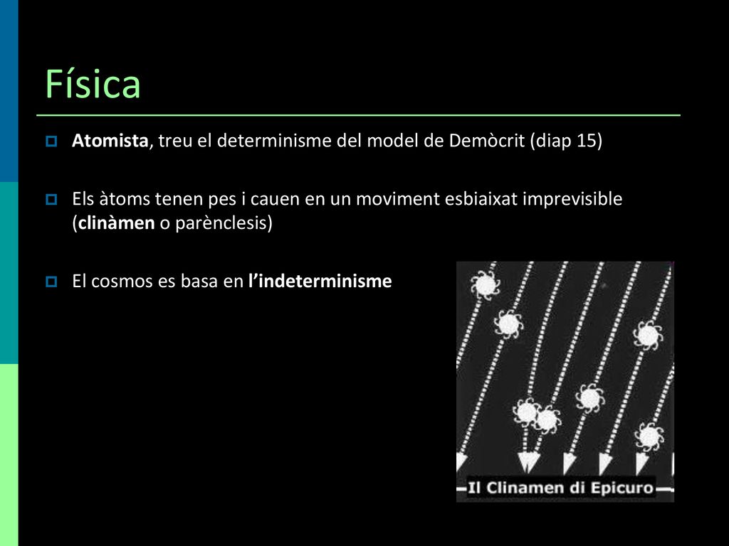 Física Atomista, treu el determinisme del model de Demòcrit (diap 15)