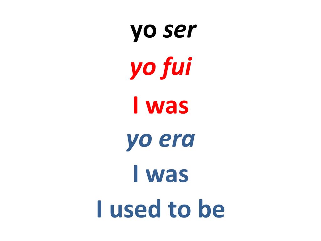 yo ser yo fui I was yo era I was I used to be