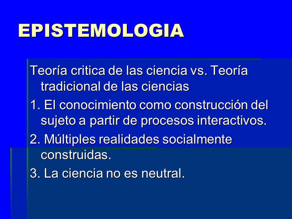 EPISTEMOLOGIA Teoría critica de las ciencia vs. Teoría tradicional de las ciencias.