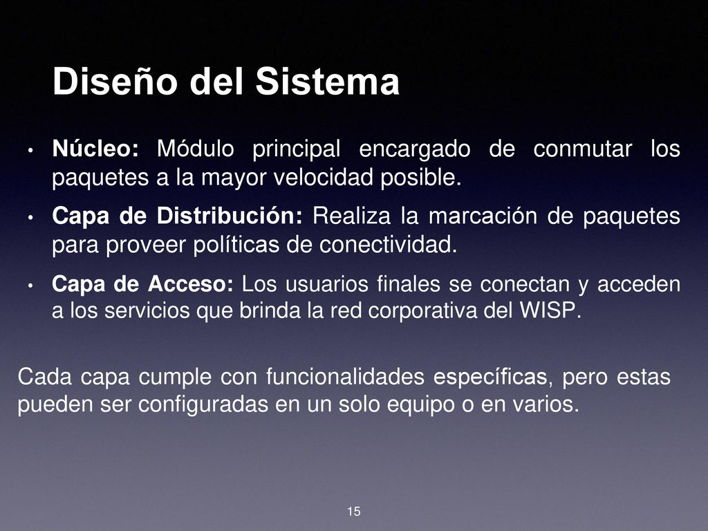 Diseño del Sistema Núcleo: Módulo principal encargado de conmutar los paquetes a la mayor velocidad posible.