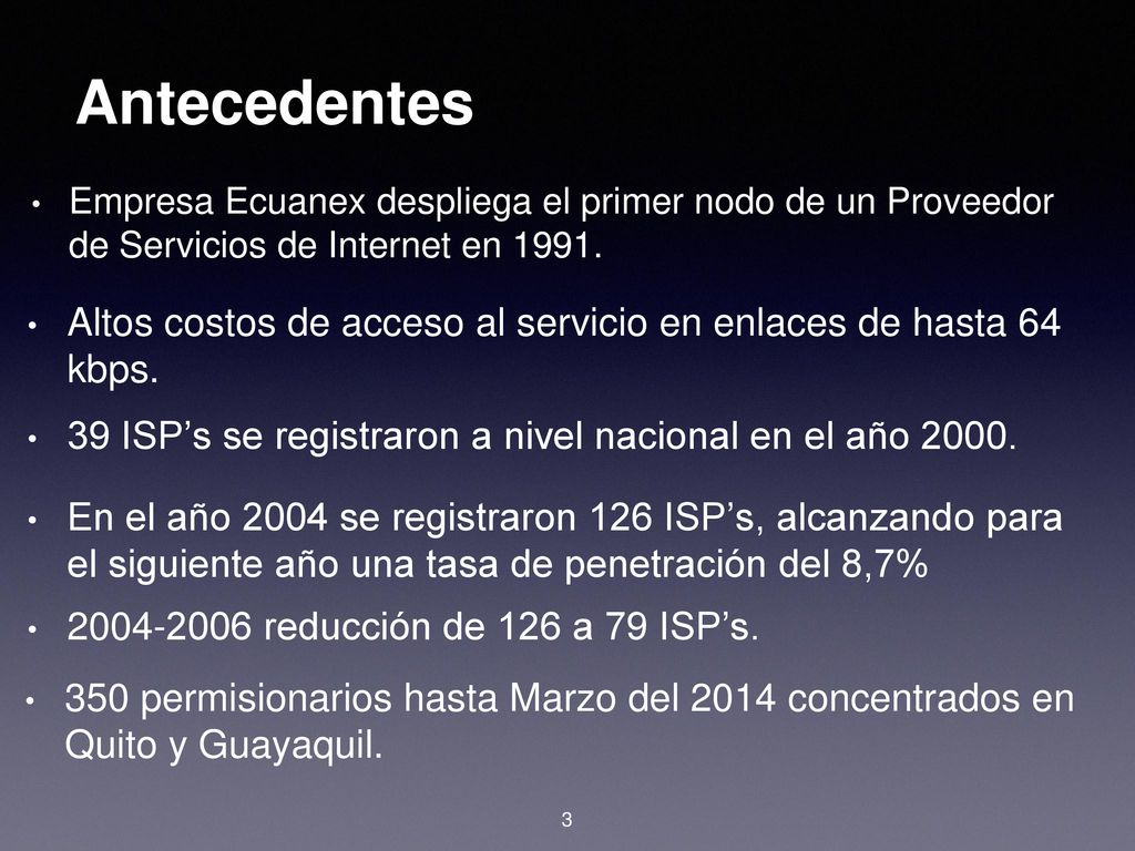 Antecedentes Empresa Ecuanex despliega el primer nodo de un Proveedor de Servicios de Internet en