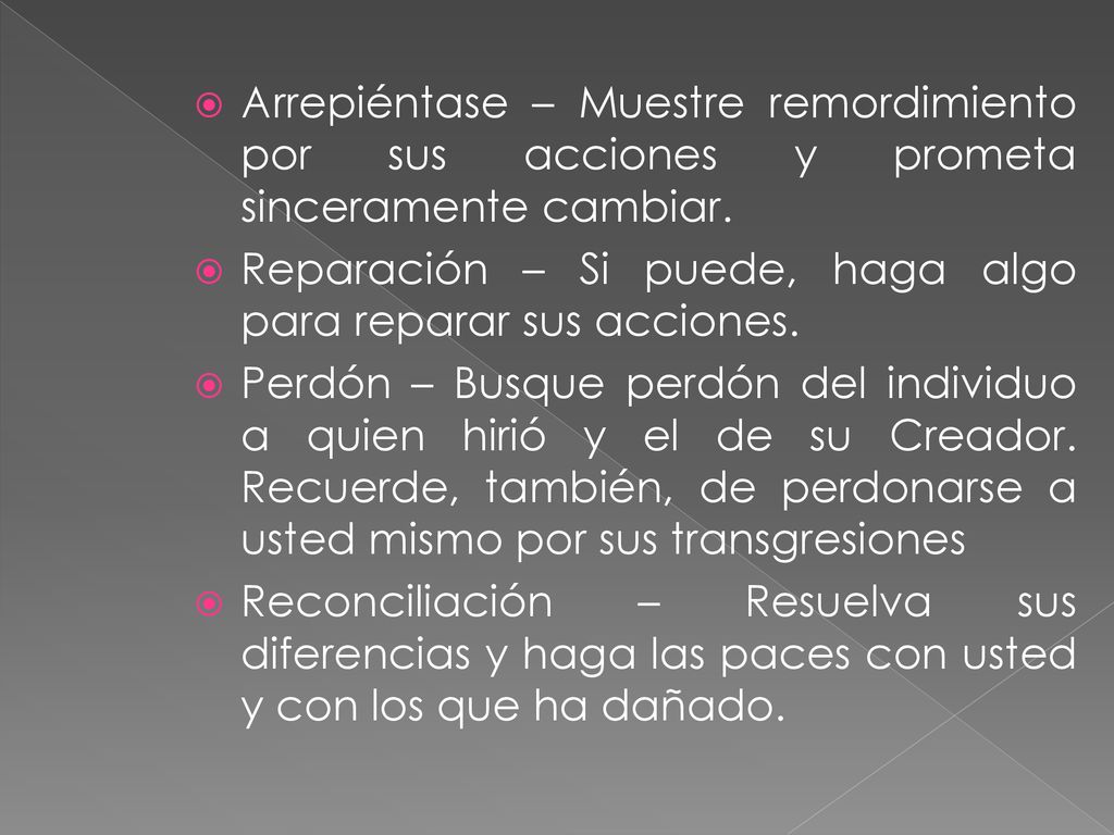 Arrepiéntase – Muestre remordimiento por sus acciones y prometa sinceramente cambiar.