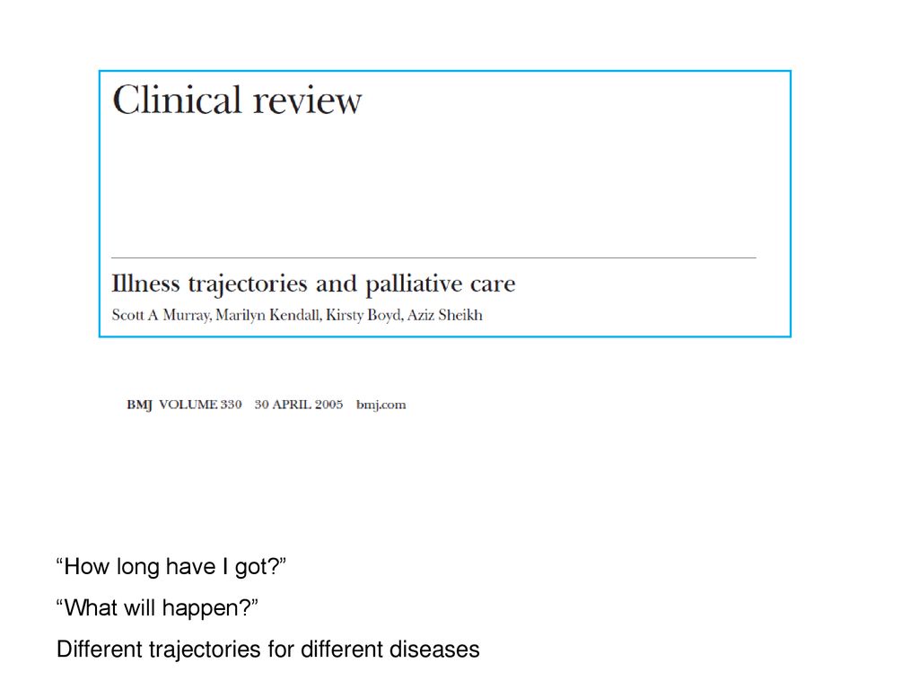 How long have I got What will happen Different trajectories for different diseases