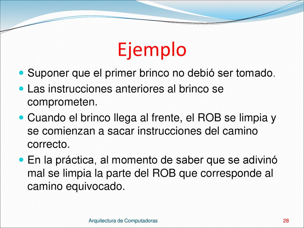 Ejemplo Suponer que el primer brinco no debió ser tomado.