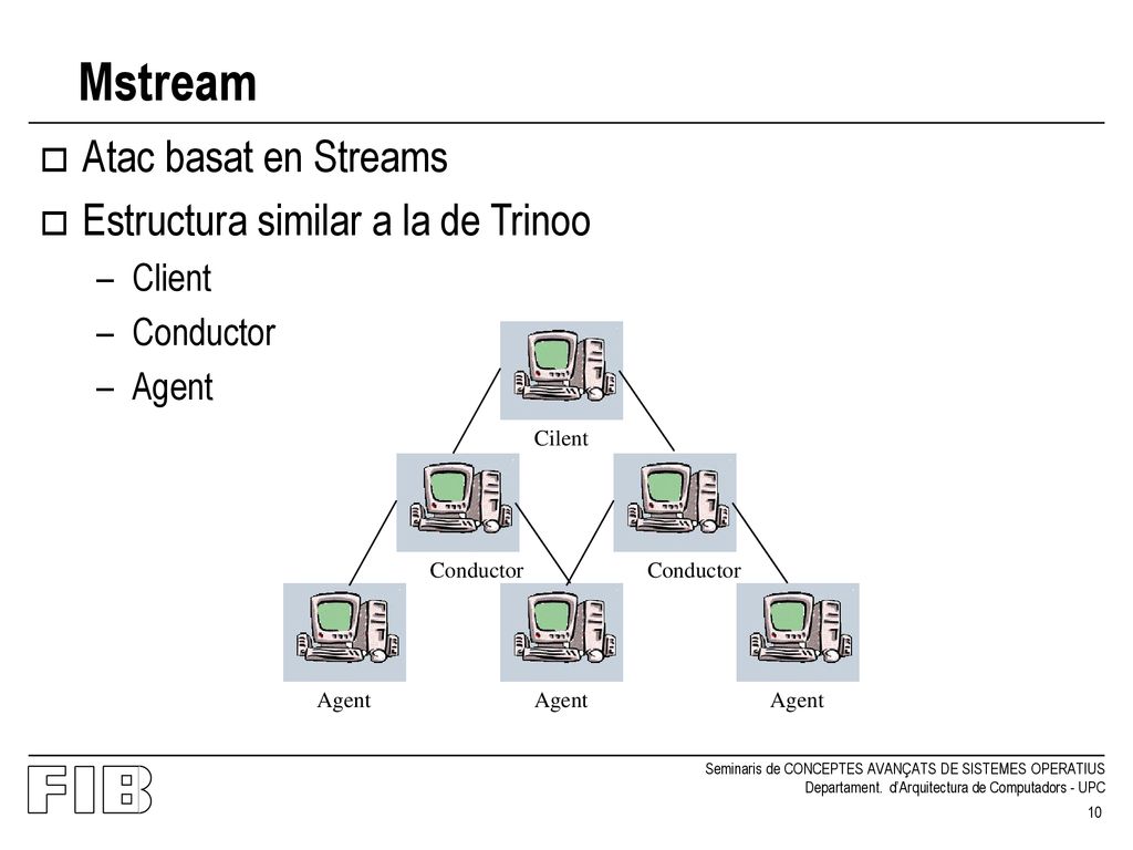 Mstream Atac basat en Streams Estructura similar a la de Trinoo Client