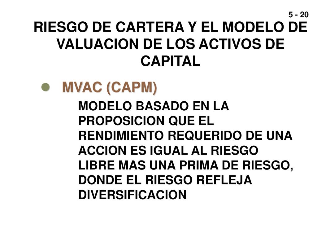RIESGO DE CARTERA Y EL MODELO DE VALUACION DE LOS ACTIVOS DE CAPITAL