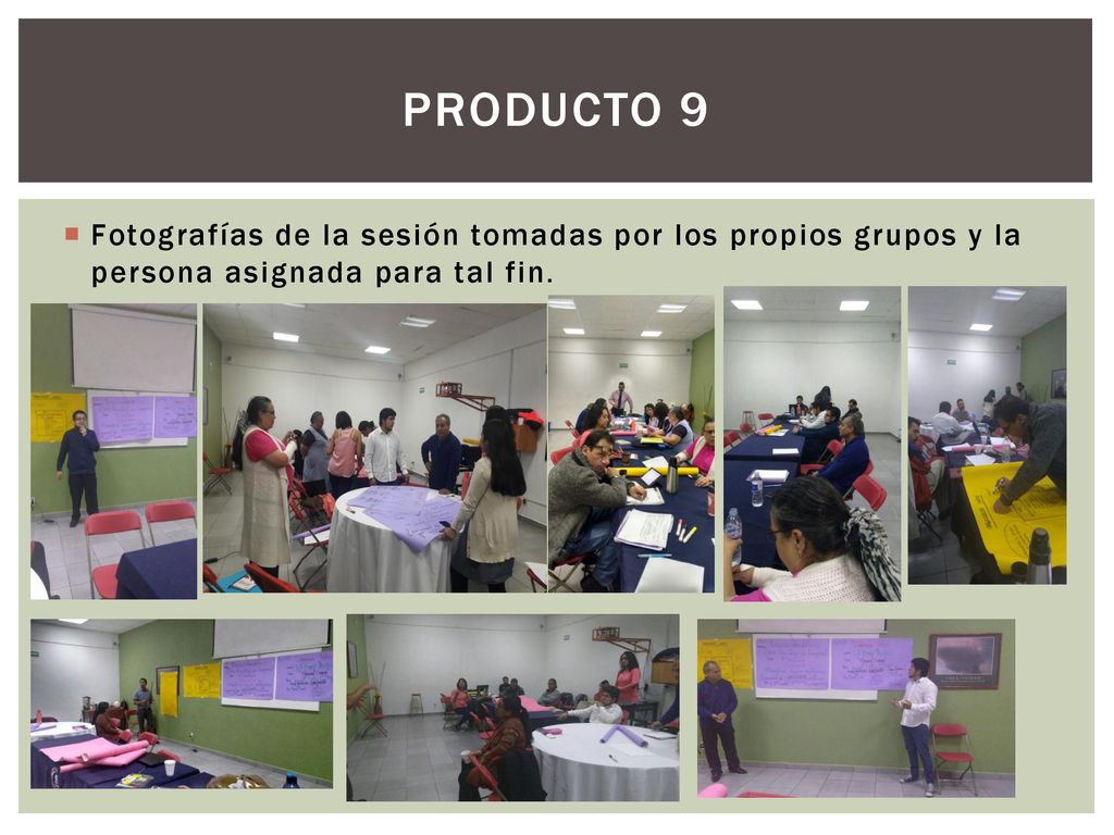 Producto 9 Fotografías de la sesión tomadas por los propios grupos y la persona asignada para tal fin.