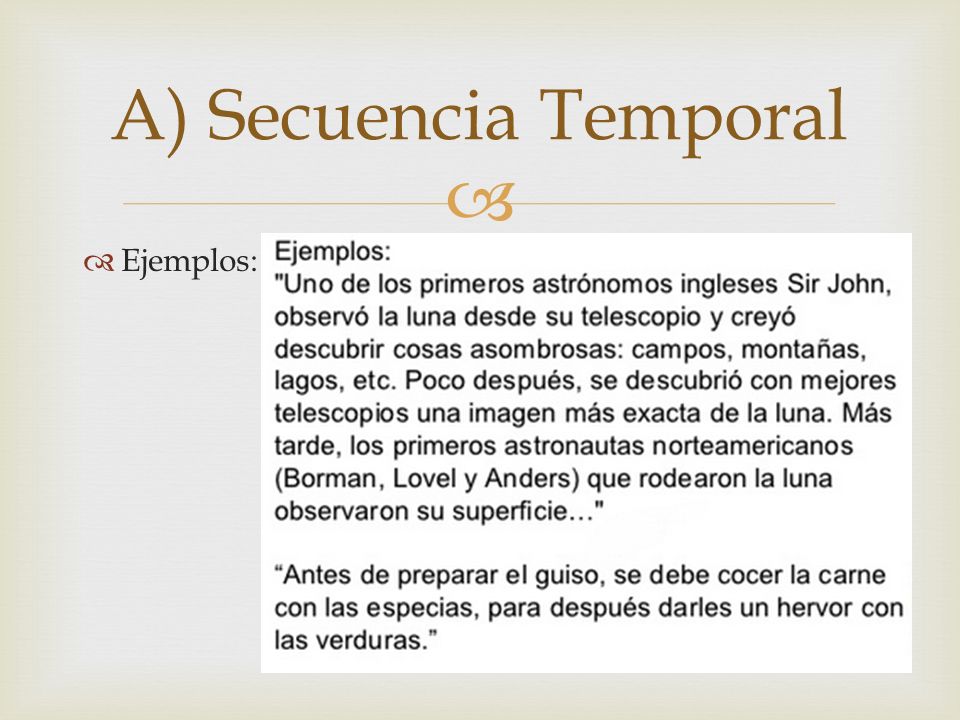 A) Secuencia Temporal Ejemplos: