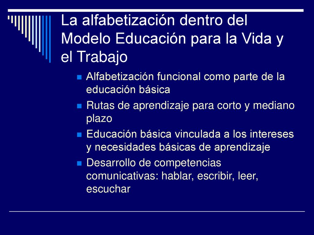 La alfabetización dentro del Modelo Educación para la Vida y el Trabajo