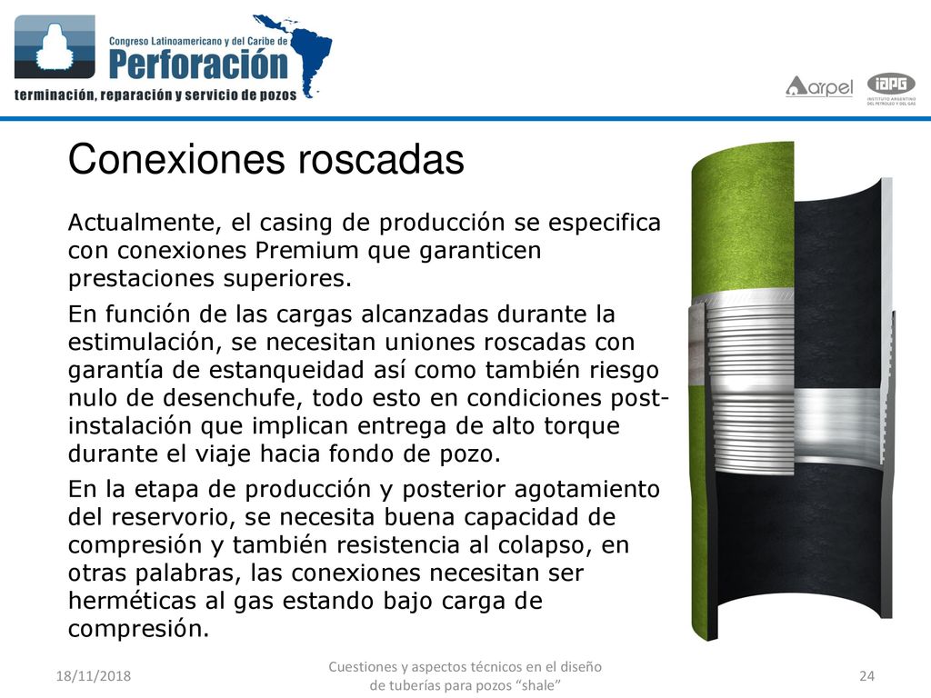 Conexiones roscadas Actualmente, el casing de producción se especifica con conexiones Premium que garanticen prestaciones superiores.