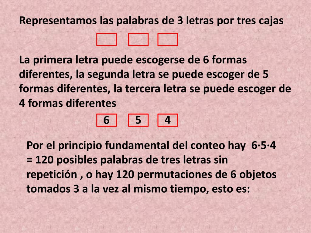 Representamos las palabras de 3 letras por tres cajas
