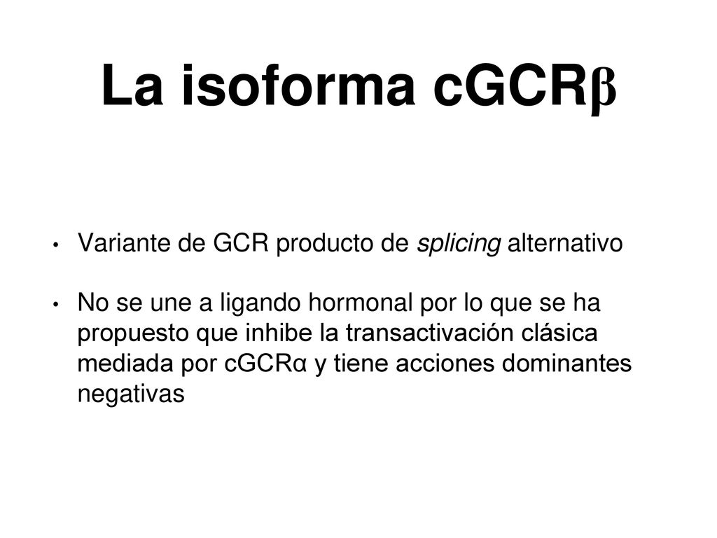 La isoforma cGCRβ Variante de GCR producto de splicing alternativo