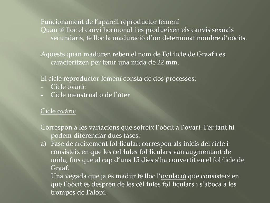 Funcionament de l’aparell reproductor femení