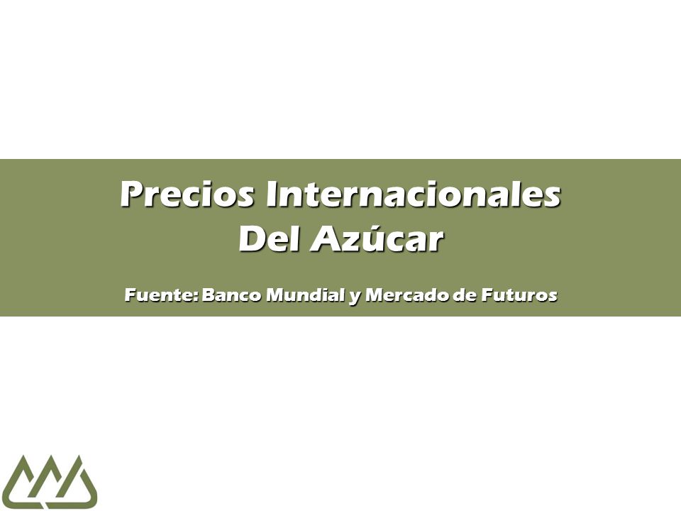 Precios Internacionales Del Azúcar Fuente: Banco Mundial y Mercado de Futuros
